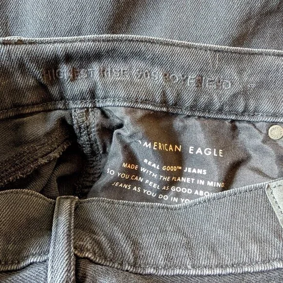 American Eagle Outfitters Highest Rise 90's Boyfriend Jeans in Washed Black - Picture 4 of 6